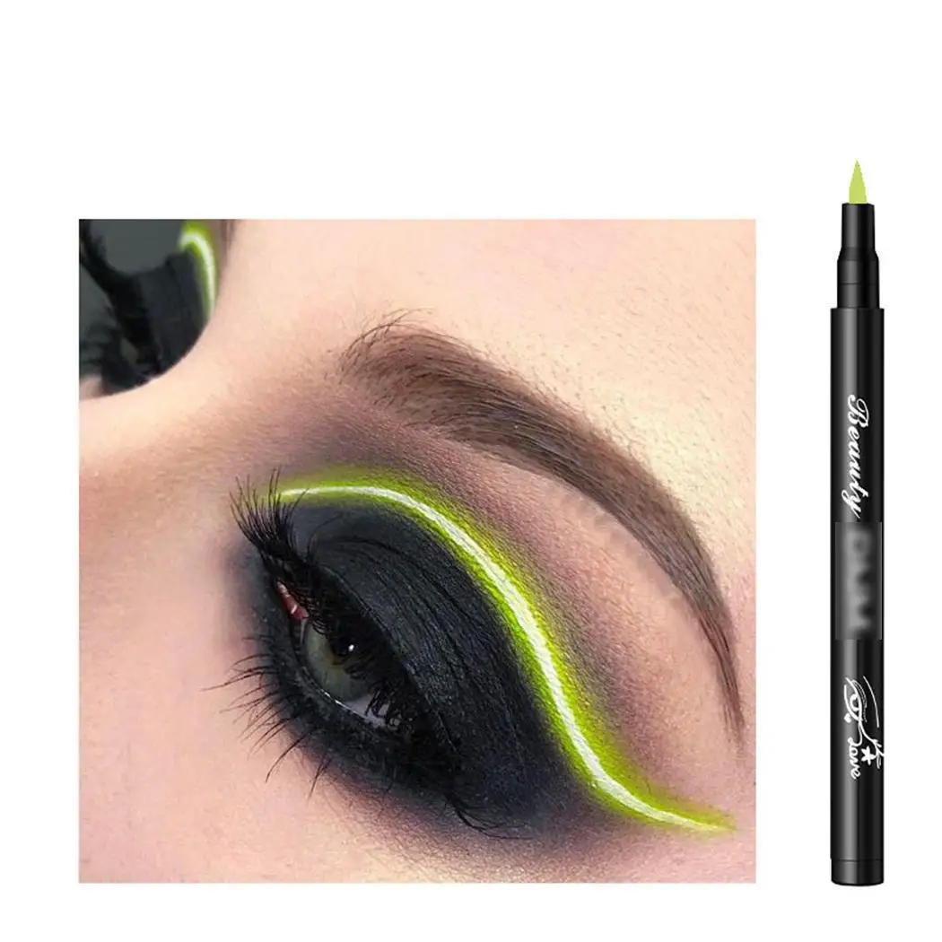 cyan green Waterproof Eye Brow Eyeliner Liquid Eyebrow Pen Women Makeup Quick-drying Pencil dry,easy to wear, natural - Цвет: cyan green