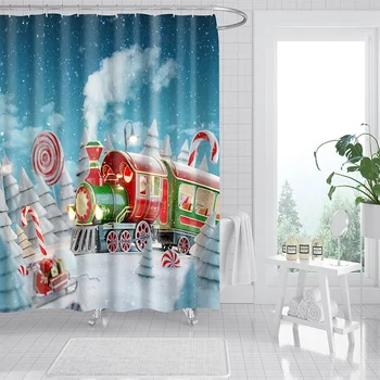 

Train Shower Curtain Christmas Decoration Cortinas Navidad Baño Christmas Bathroom Curtain