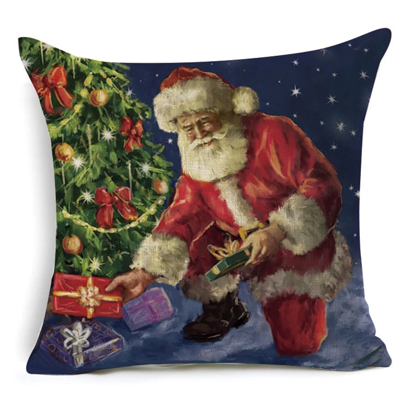 1017 Christmas Festival Pillow Santa Claus Printing Dyeing Sofa Bed Home Decor Cushion Cover Bedroom Christmas pillow cover - Цвет: 1017