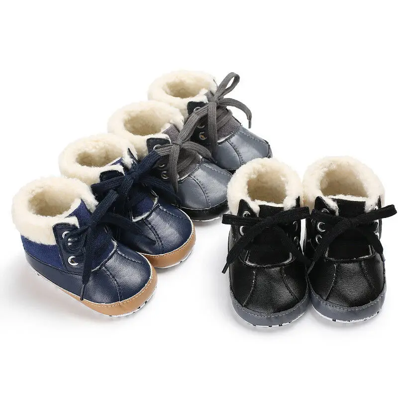

0-18M Newborn Baby Boys Girls Winter Warm Soft Sole Crib Shoes Warm Boots Anti-slip Sneakers