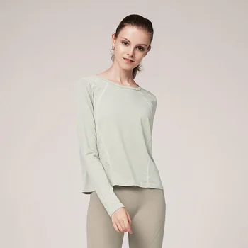 

Autumn solid color back lady jacket women's new long sleeve quick-drying exercise running women's fitness clothing