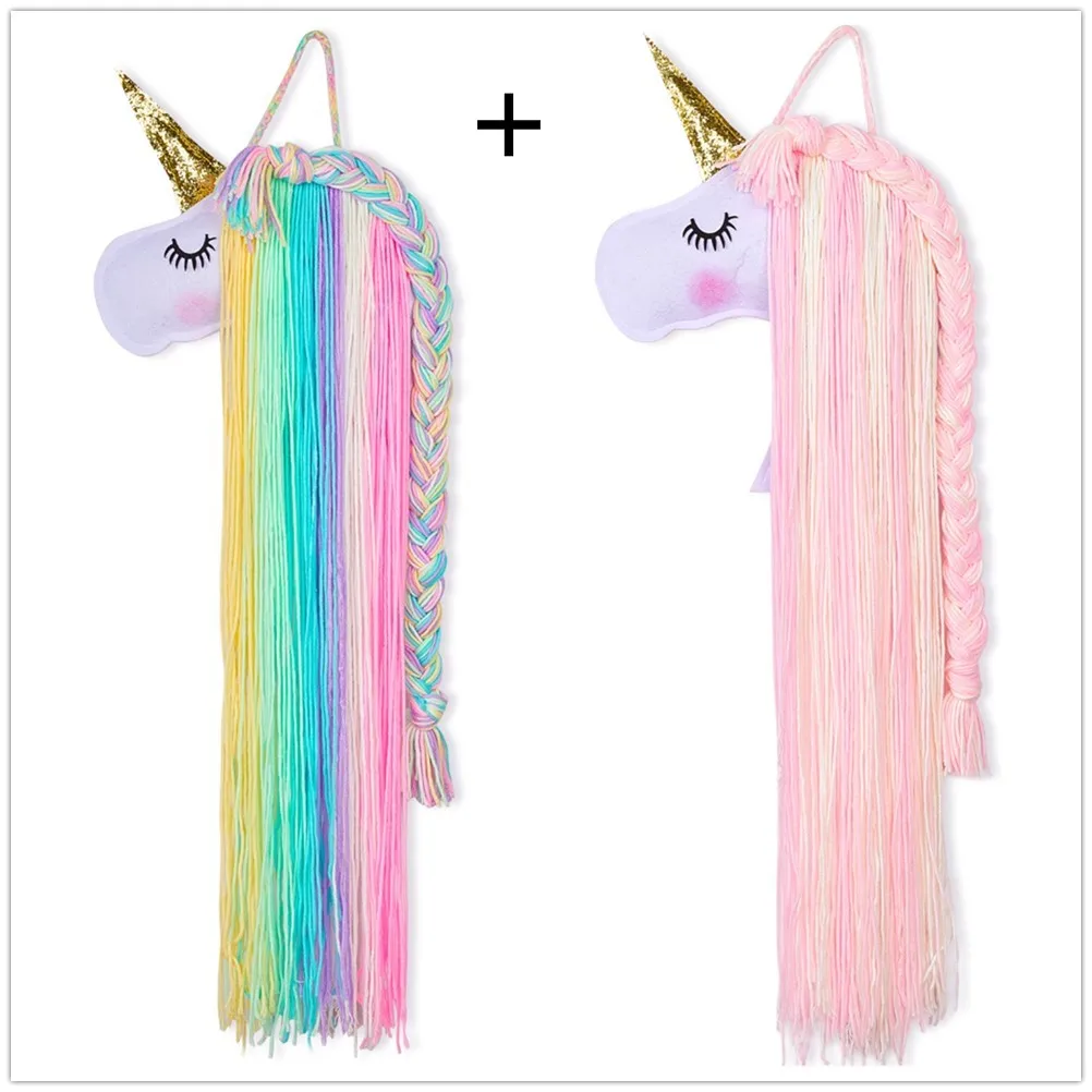 1 Blue and 1 Pink 1 шт./2 шт. Цветная декоративная вешалка для хранения в виде единорога, настенный головной убор, милые клипсы, заколки для волос, принадлежности для хранения для девочек - Цвет: 1 Blue and 1 Pink
