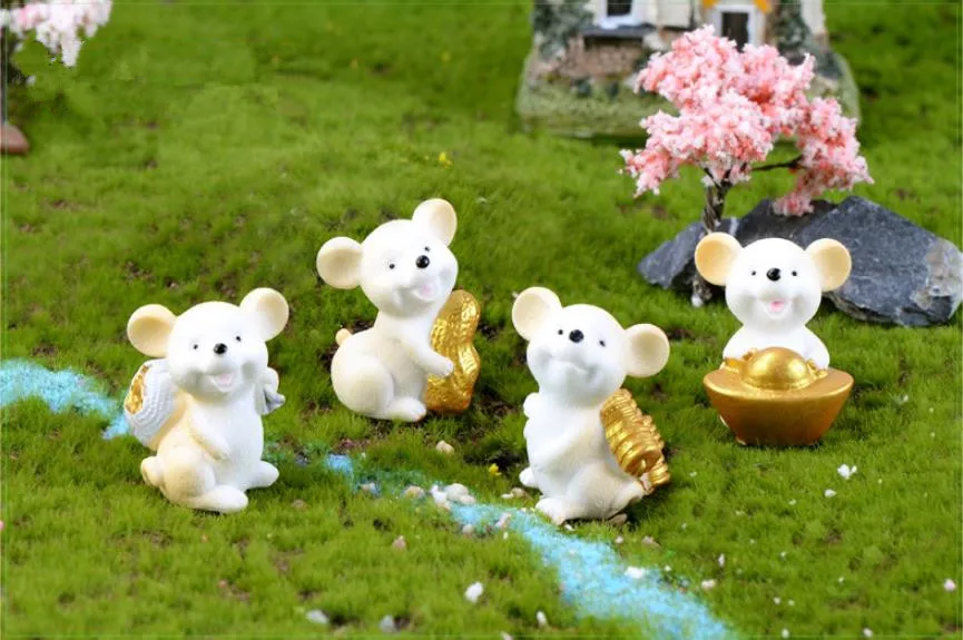 Money Fortune Cartoon Mouse bear mouse Ornaments Rich Mice Small Statue Little Figurine Crafts Cute Animal home Decoration