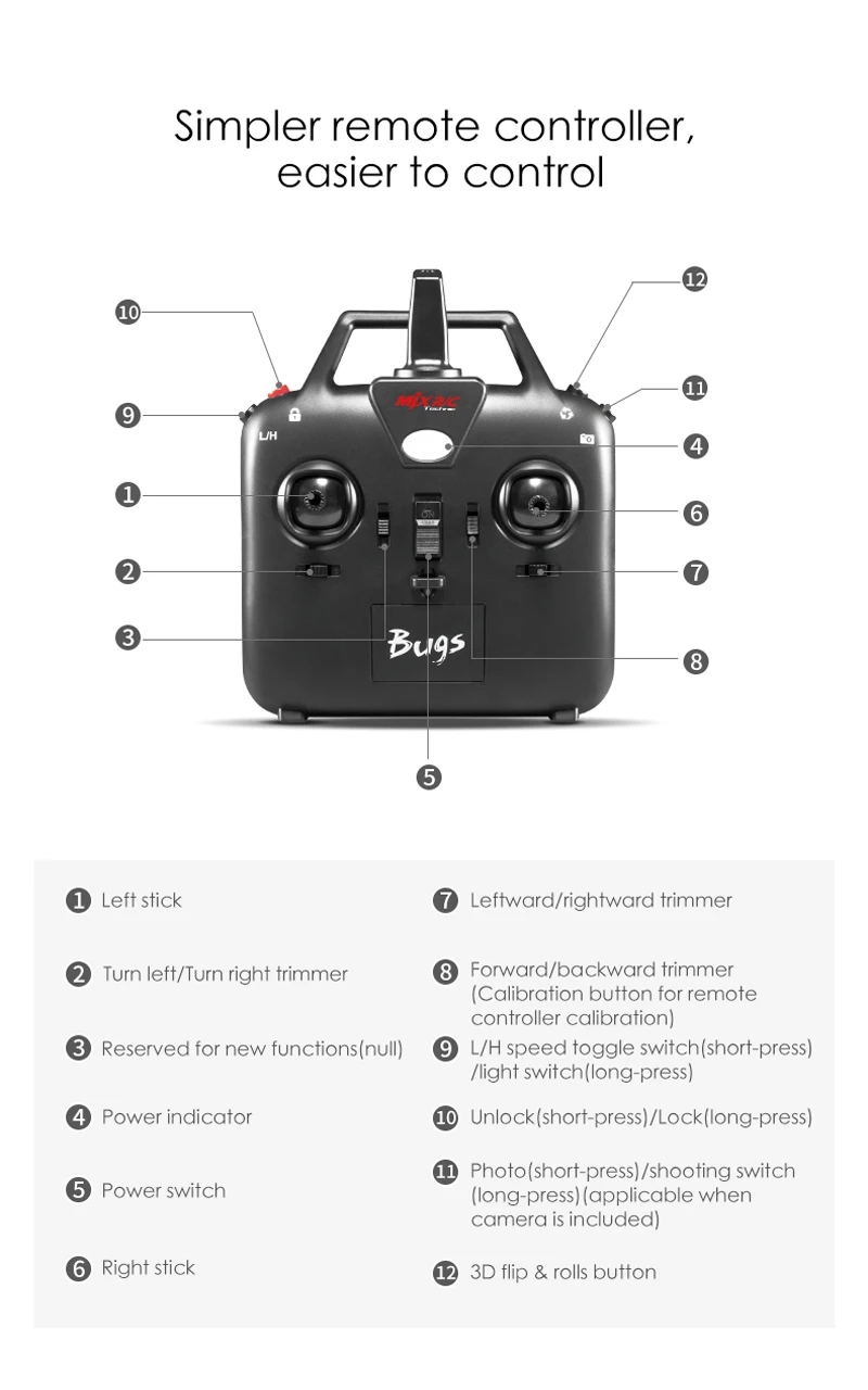 MJX Bugs 6 B6 2,4 GHz 4CH 6 Axis Gyro предварительно Собранный RTF гоночный Дрон высокоскоростной 1806 1800KV бесщеточный мотор RC Квадрокоптер