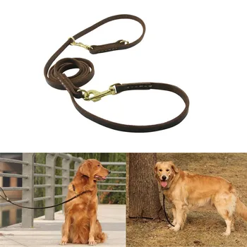 

dog leash leather dark brown beltfor pets Premium Leather Leash Dog Leash with Brass Buckle Waterproof Dark Brown 2.3M#0211g10