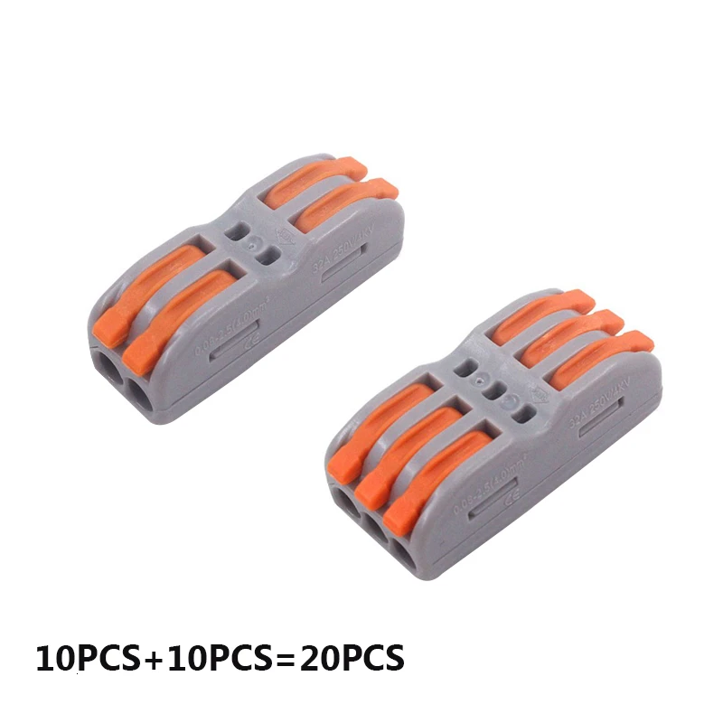 20PCS Conectors цвет 222-412 413 Мини Быстрый компактный проводной разъем универсальный проводник PCT-222 нажимной клеммный блок - Цвет: 20PCS