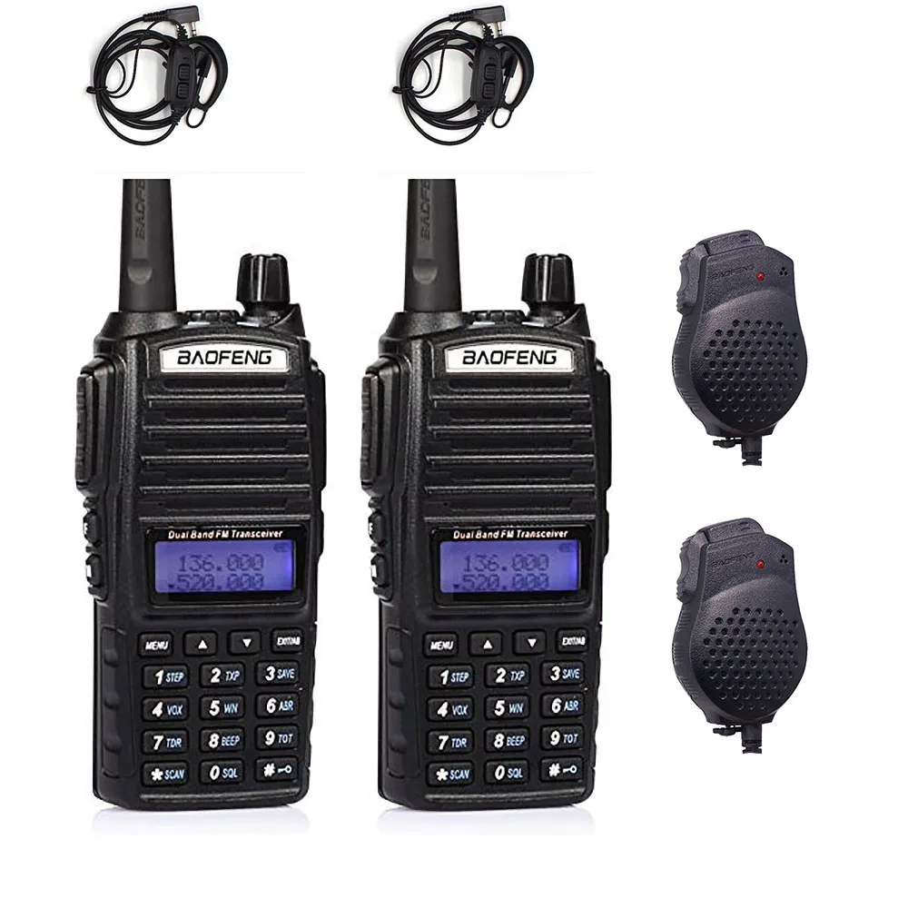 2 шт. Baofeng UV82 8 Вт Мощный двухдиапазонный двойной дисплей двойной режим ожидания 136-174 и 400-520 МГц 2800 мАч батарея двухстороннее радио UV-82-8W - Цвет: with Microhpone