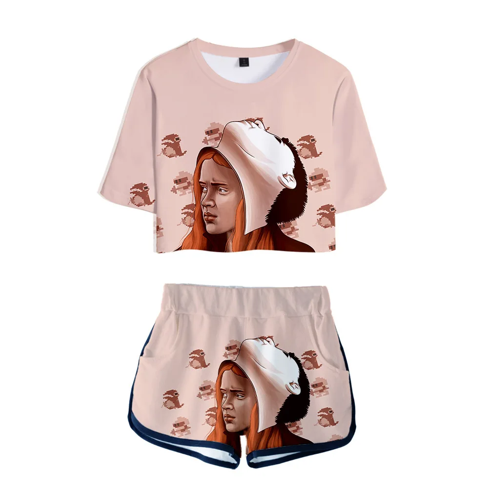 DLF 10-20Y TV Series Strange T Shirt Shorts Clothing Set Kids 3D Print Two Piece Sets Boys Crop Top and Elastic Shorts Sportsuit