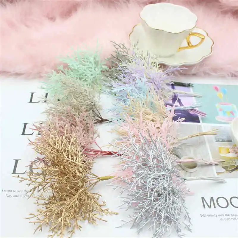 

10pcs artificial plants cheap christmas Leaves vases for home decor wedding bridal accessories clearance diy gifts Plasti