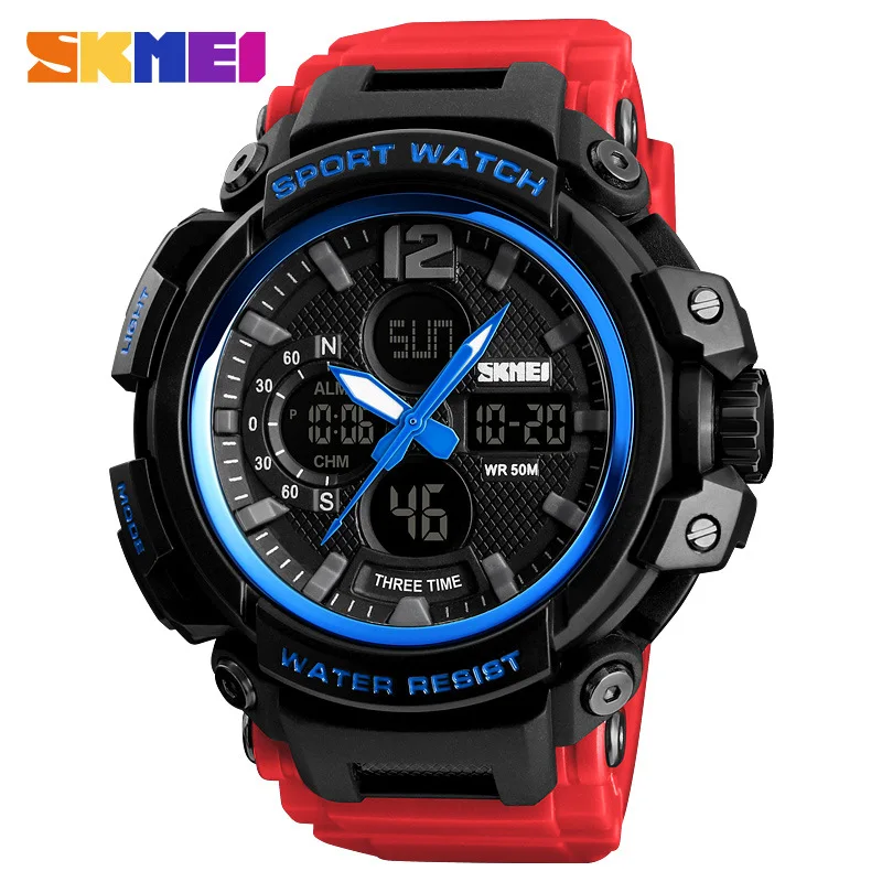 

Skmei Outdoor Explore Three Time Sports Electronic Watch Students Large Dial Alarm Night Light MEN'S Watch