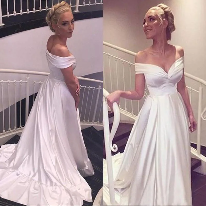 

Formal Dresses Satin Prom Party Gown Custom Evening Dress Sweetheart Sleeveless Floor-Length NONE Train New White