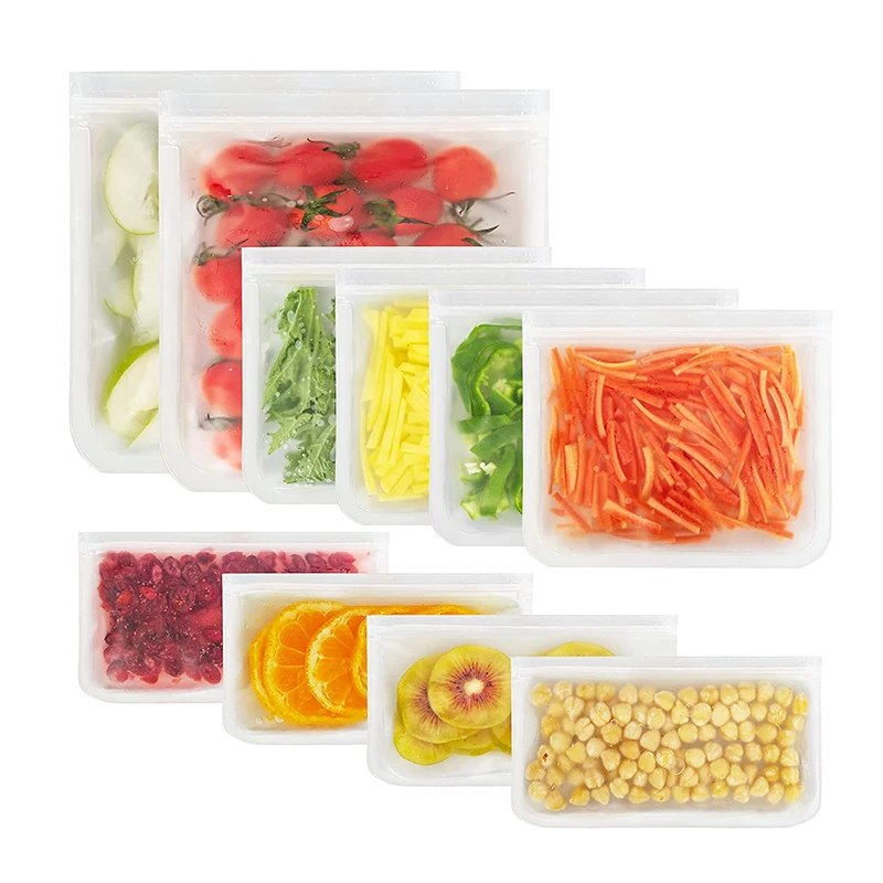 Silicone Food Storage Containers Reusable Food Storage Bags Lunch Bags Stand Up Zip Shut Bag Cup Fresh Leakproof Containers Food Storage Bags