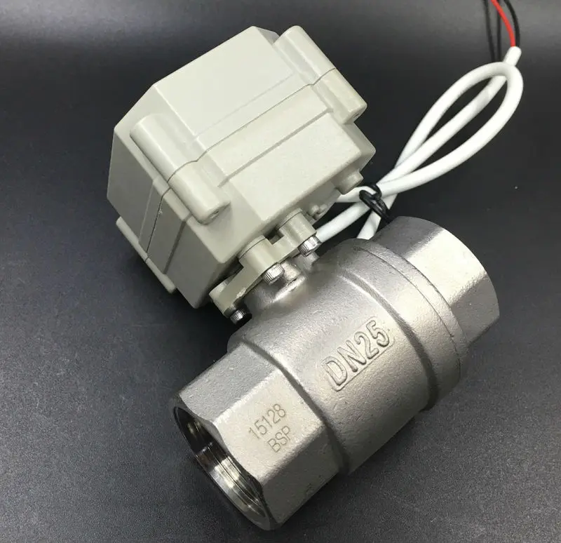 Spring Return BSP/NPT 1'' Full Port Normal Open/Close Electric Ball Valve TF25-S2-C SS304 DN25 AC110-230V 2 Wires