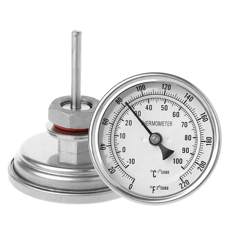 

Dial Analog Homebrew Thermometer Kit 1/2" NPT Thread Probe Beer Wine Brewing Thermometer with Nuts O-ring Washer
