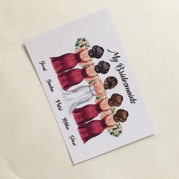 D Card 5 шт. индивидуальный любой язык будет вам моя подружка невесты подарок для невесты пригласите открытку приглашения на свадьбу с конвертом - Цвет: D Card