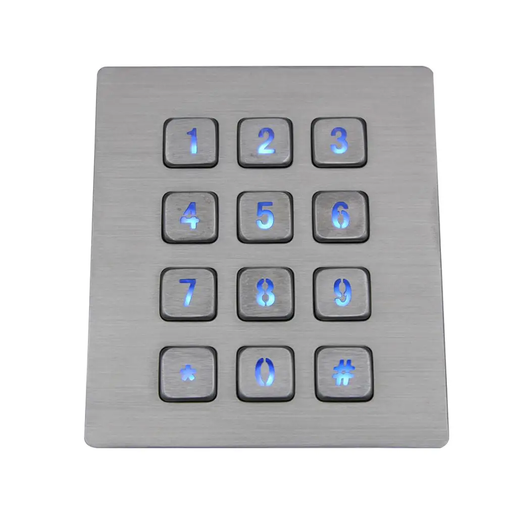 12 Keys 3x4 Matrix USB Kiosk illuminated Keypads Metal Stainless Steel Backlit Numeric Keypad For Access Control Smart Locker