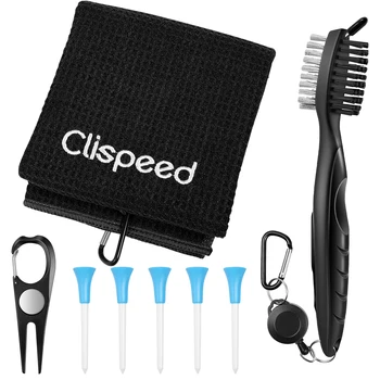 

Clispeed 8PCS Golf Sport Kit Golf Sport Accessories Golf Towel Brush Tool Kit Golf Colorfast Towel Tee Divot
