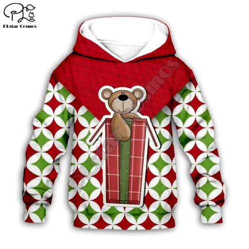 Kids baby Merry Christmas costumes 3D print cartoon boy girl hoodie Sweatshirt Santa zipper pullover t shirts Jumper Pant Shorts - Цвет: Kids hoodies