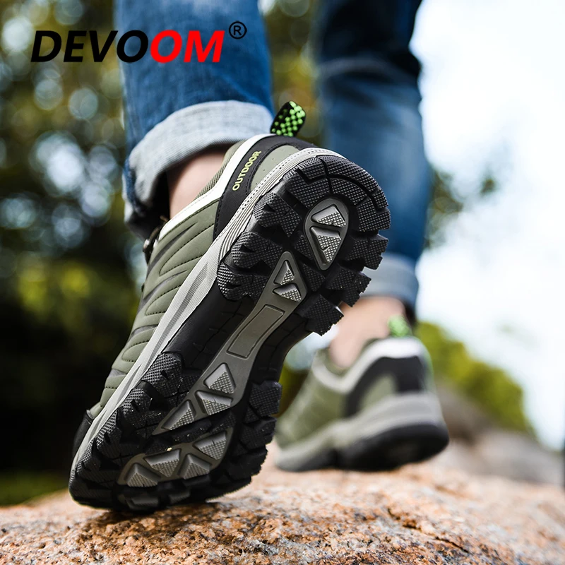 New Outdoor Trekking Hiking Shoes Men Breathable Leather Waterproof Mountain Climbing Shoes Sneakers Men Tactical Boots Size 48