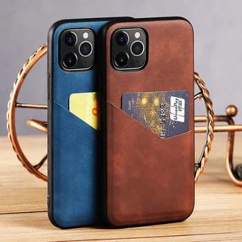 

Solid Soft Leather Phone Case For iPhone 11 11 Pro Max X XR XS Max 11Pro Wallet Card Holder Protection Phone Back Cover