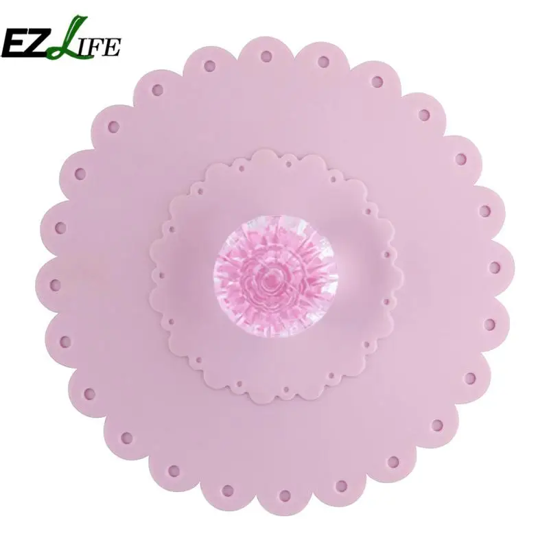 Silicone Diamond Cup Lid Lace Dust Proof Leakp Roof Reusable Insulation Cover Thermal Insulation Cup Cover Seal Cover - Цвет: Light purple