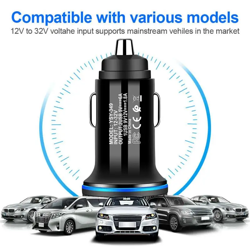 Прикуриватель разъем DC12V автомобильное зарядное устройство для телефона QC3.0