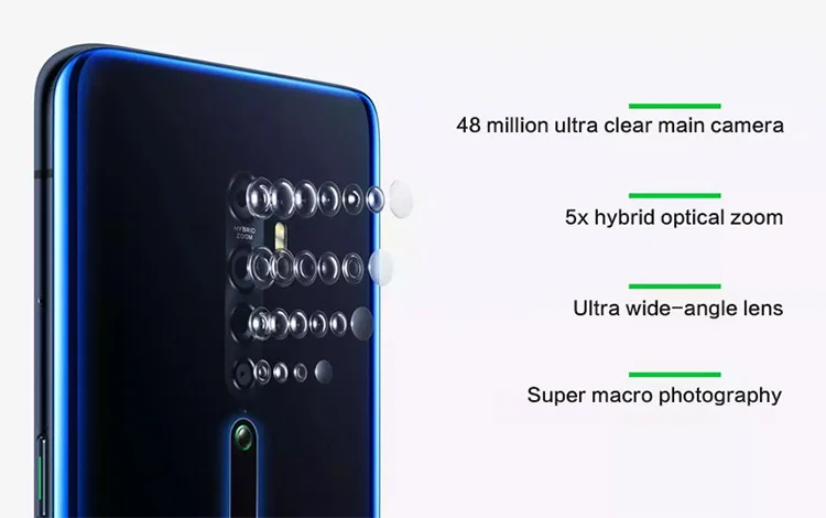 OPPO Reno 2 Snapdragon 730g 5x зум 6,5 "AMOLED экран Поддержка NFC Super VOOC 2400*1080 4000 мАч 5 камер 48MP лицо + сканер отпечатков пальцев