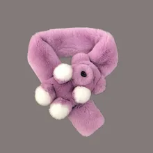 Меховой шарф с животными для женщин, зима, милый кролик рекс, однотонный медведь, помпон, глушитель, Детские шарфы для мамы, шеи, Теплое кольцо