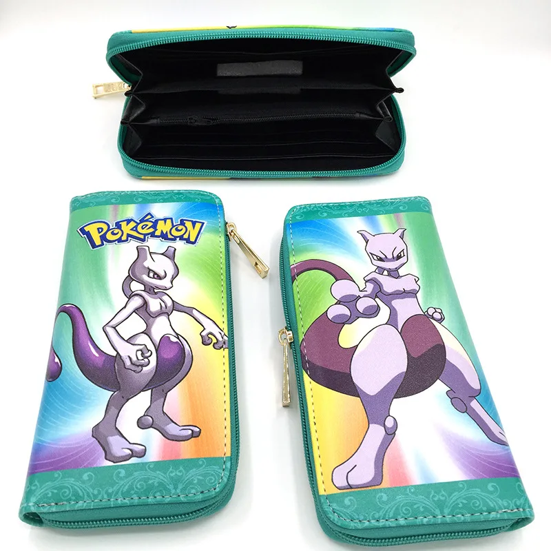 D Аниме Покемон Пикачу на молнии PU кошелек Bulbasaur Eevee кожаный кошелек с держателями карт слоистые мальчики девочки длинная монета мультфильм печать сумочка - Цвет: D