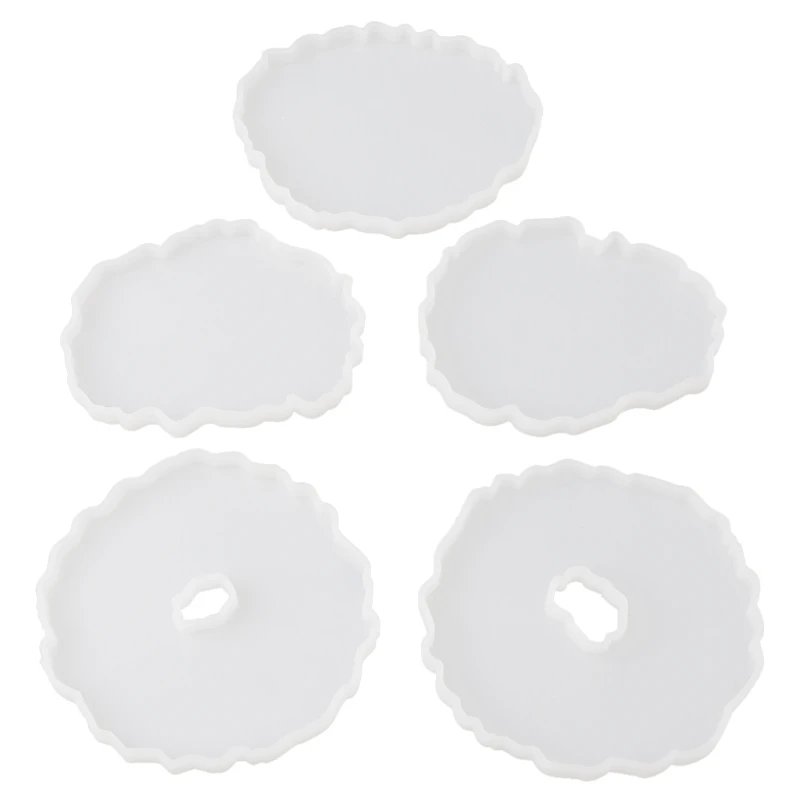 

5Pcs Crystal Epoxy Resin Mold Irregular Round Coasters Casting Silicone Mould U4LE