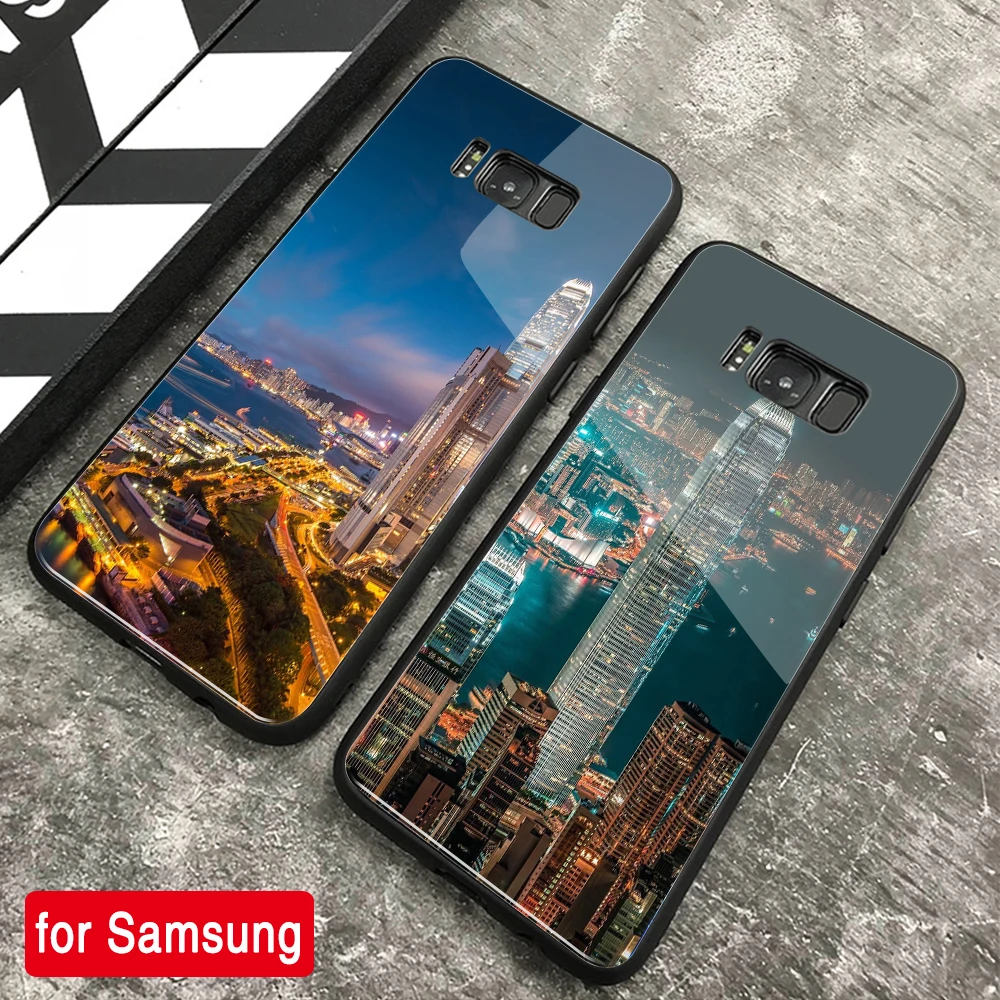 

FinderCase for Samsung s9 Case Victoria Harbour Night View Glass Cover for Samsung Galaxy Note 8 9 10 plus S8 S9 S10 Plus lite