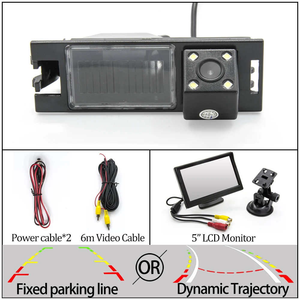 Фиксированная или динамическая траектория камера заднего вида CCD для hyundai New Tucson/IX35 2005- Автомобильная резервная обратная принадлежности для парковки - Название цвета: 4LED N 5 inch LCD