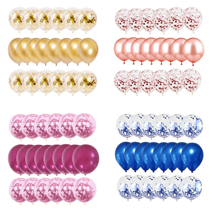 20pcs/lot Rose Gold Balloons Confetti Set Chrome ballon Birthday Wedding Party Deco Decoration Anniversary globals Metallic | Дом и сад