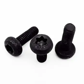 

10/50pcs M1.6 M2 M2.5 M3 M4 Black Steel GB2672 Six-Lobe Torx Pan Head Screw Six Lobe Round Button Head Bolt Metric Thread