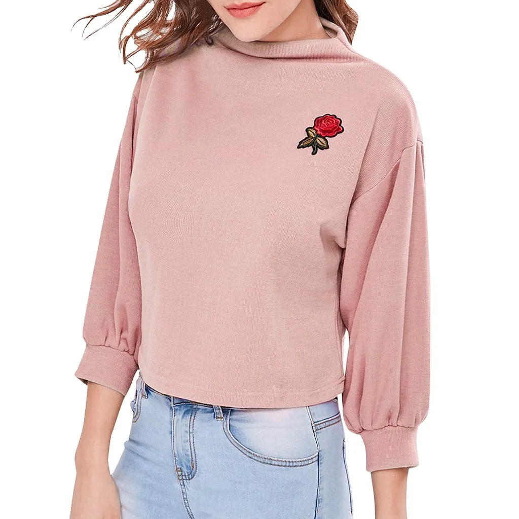 

Womail sweatshirt women hoodies sweatshirts pullover Long Sleeve Pocket Patchwork Pullover Strappy Blouse Top D300728