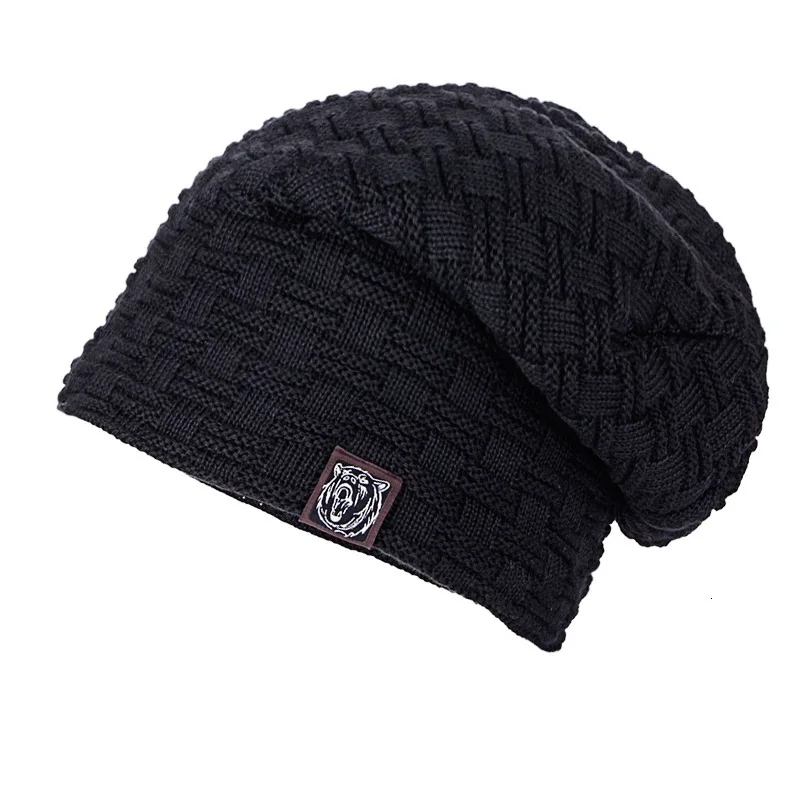 Hats Tide Knitting Wool Hat Winter Increase Down Keep Warm Black Bear Small Mark Pullover Man Outdoors Hat Wm052