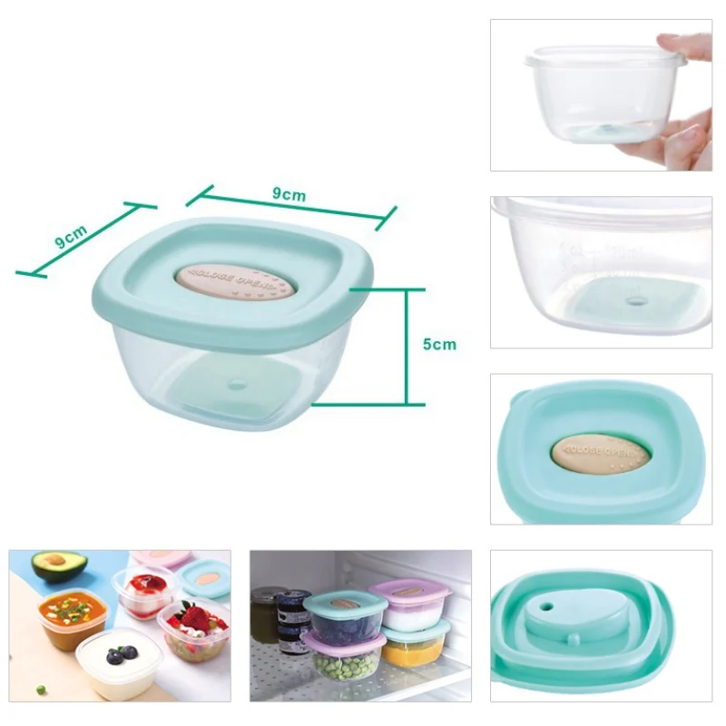 4PCS Transparent Food Food Containers Airtight Kitchen Storage Box Refrigerator Sealed Fruit Food Dessert Storage Container Sets