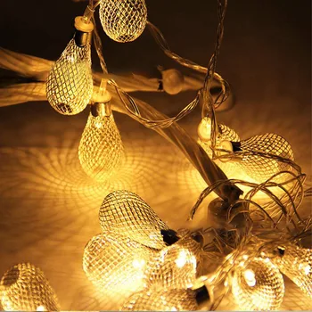 

Bulb Shape Led String Lights Iron Hollow Bulbs Indoor/Outdoor Hanging Night-light String Lighting Home Decor Battery Lights