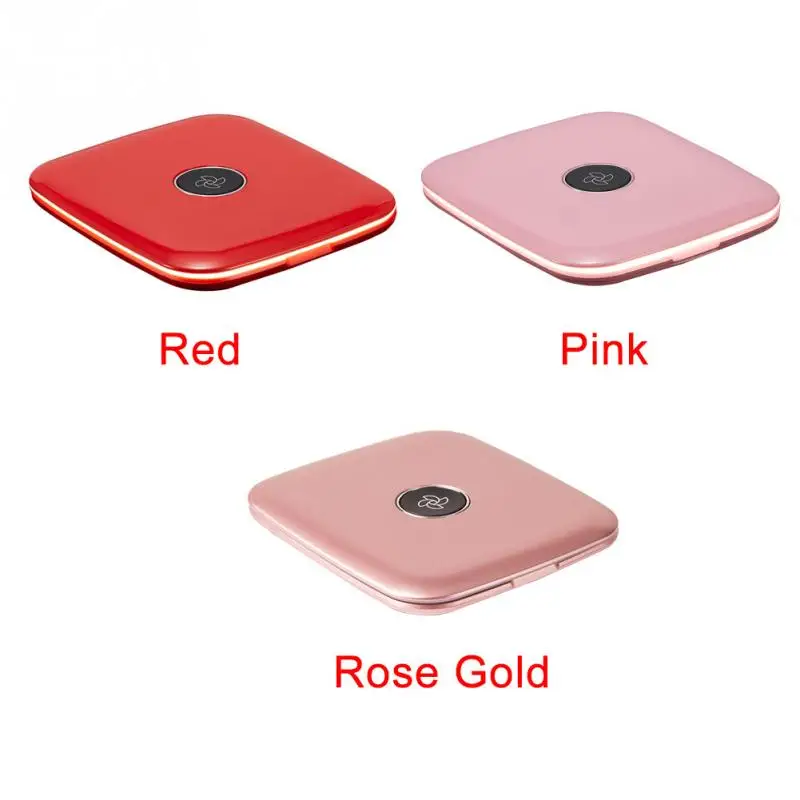 ABS Handheld Cosmetic Tool Circular Smart Portable Makeup Mirror Gift Touch Dimmer Mini USB Charging LED Light 5X Magnifying