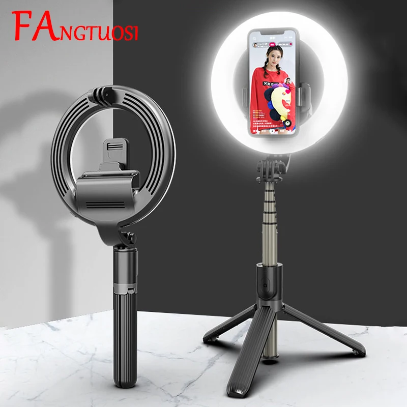 2020 NEUE 4 in 1 selfie ring licht drahtlose Bluetooth selfie stick mini stativ Handheld Erweiterbar selfie stick Mit Fernbedienung