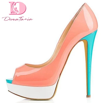 

Dora Tasia 2020 New Fashion Large Size 43 Women Sandals Peep Toe Platform Thin Heel Mixed Colors Pumps Summer Casual Woman Shoes