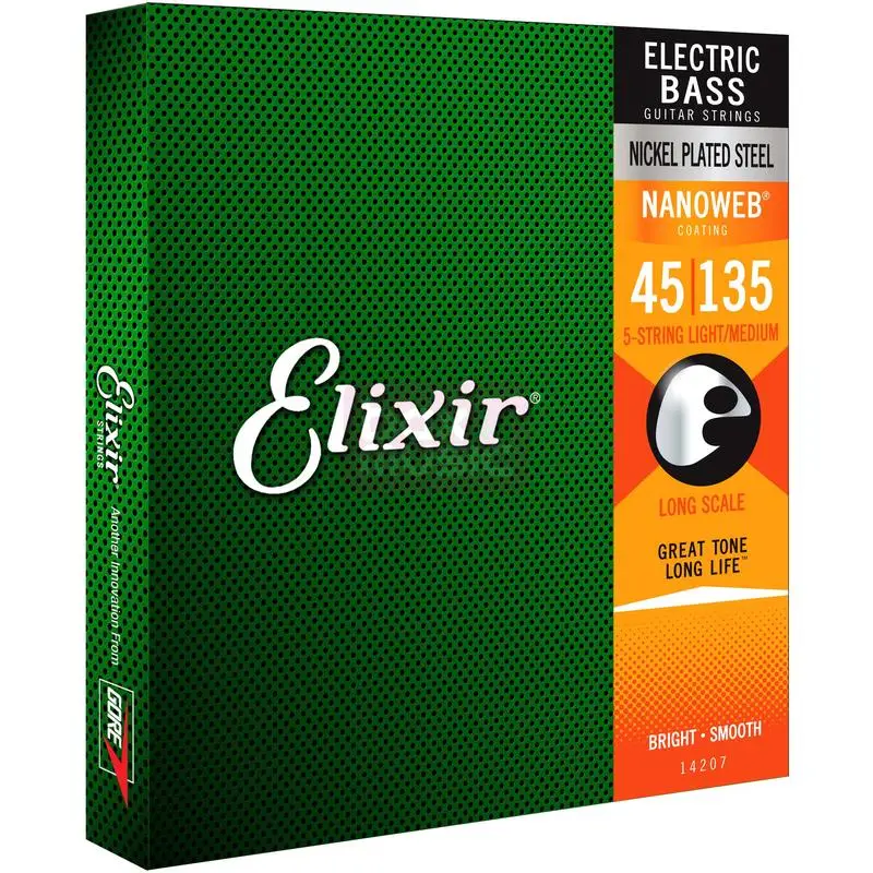 

Elixir Original 14207 Electric Bass Nickel Plated Steel with NANOWEB Coating 5-String Light/Medium, Long Scale 14-135