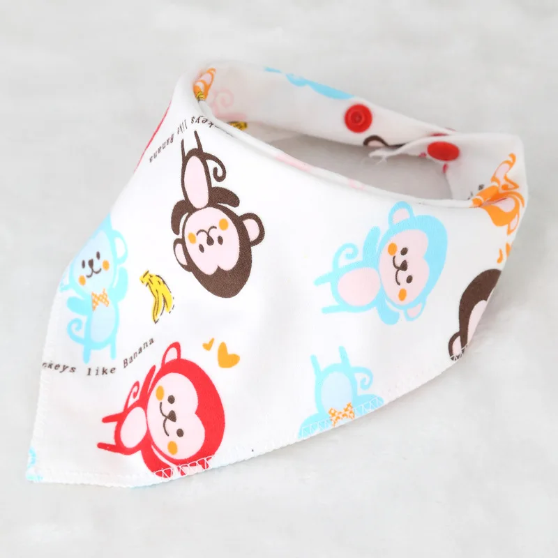 Kid Bandana Double Layers Baby Towels Dribble Bibs Babador Character Animal Print Triangular Scarfs Double Buckle Bibs NTY0063