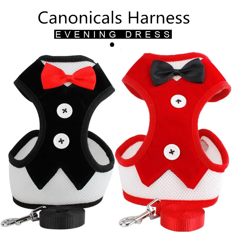 

2020 New Dog Harness and Leash Set for Small Medium Dog Vest Party Dress Breathable Polyester Mesh Harness Breakaway
