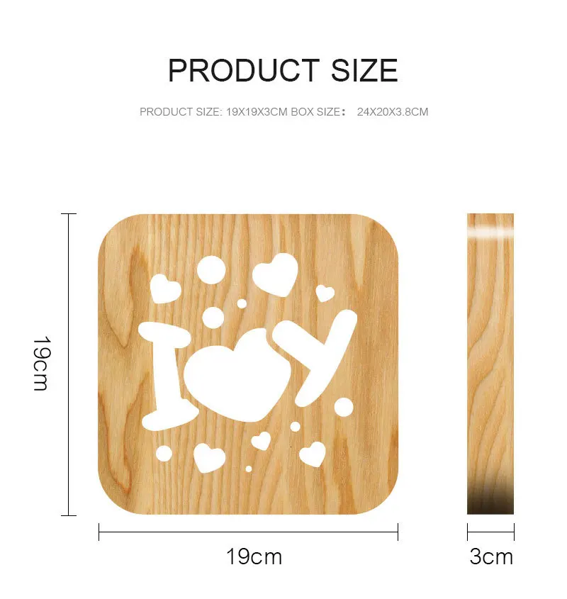 3D Wooden Night Light I Love You Design LED Warm White USB Table Desk Lamp For Valentine's Day Gift Home Bedroom Club Decoration (3)
