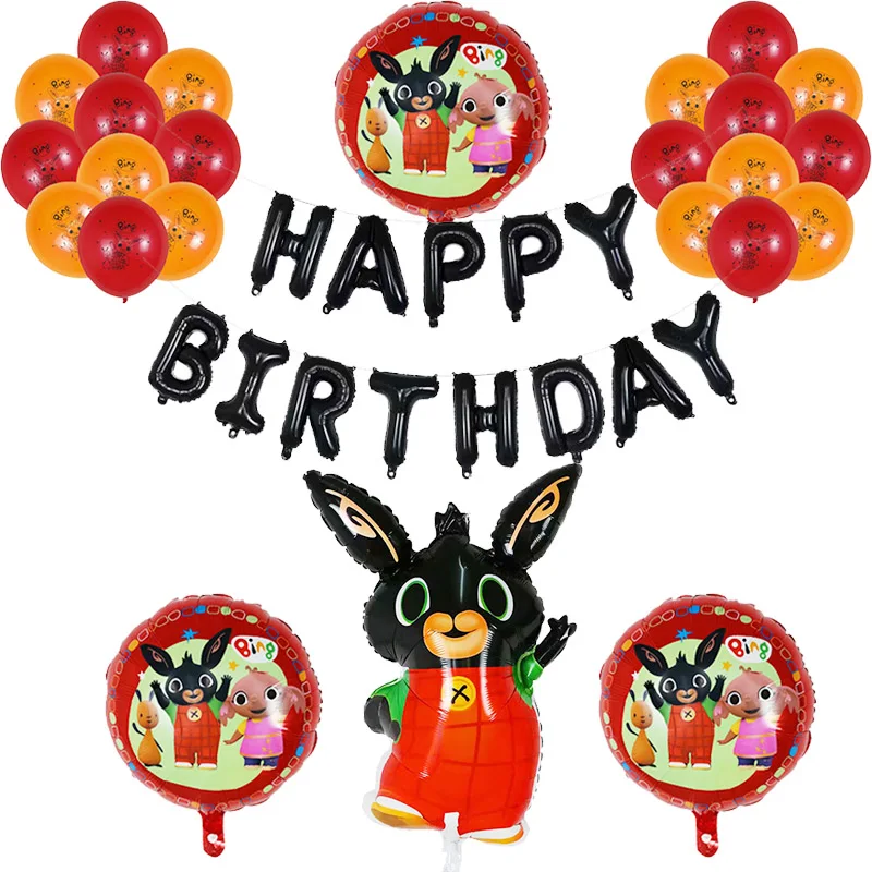 25 шт. Bing Bunny фольгированные шары мультфильм кролик животное с днем рождения Черный Красный латексные шары День рождения украшения детские игрушки