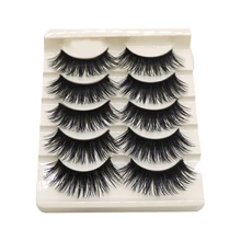 

5pair/box Smoky Makeup Tool Fiber Long Eyelashes Cross Thick Fake False Eyelashes