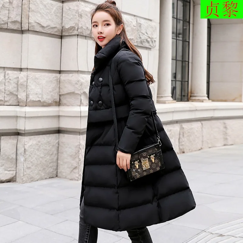 

Winter Cloak Cotton-padded Clothes Women's Thick New Style Korean-style Mid-length Fold-down Collar Cotton-padded Jacket Slim Fi
