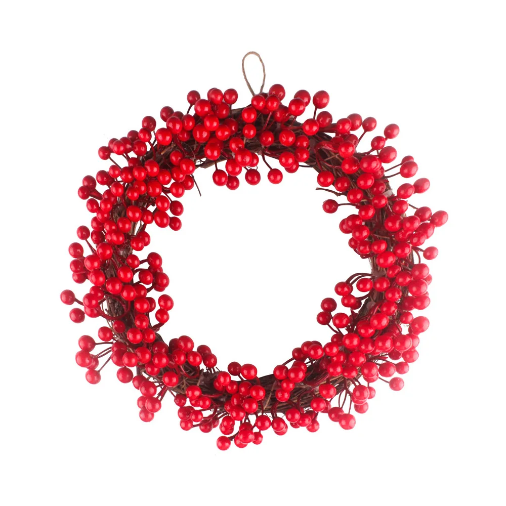 35cm Christmas Simulation Berry Flower Wreath Christmas Home Party Decoration Red Fruit Garland Hotel Mall Hanging Decoration