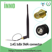 2,4 GHz WiFi антенна 5dBi антенна RP-SMA Male 2,4g антенна wi fi антенна wi-fi роутер+ 21cm PCI U. FL IPX to SMA штыревой кабель